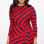 Eloquii  Navy Blue and Red Stripe Asymmetrical Knit Dress Plus Sz 18 Photo 2