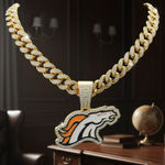 NFL  Denver Broncos 20Inch Necklace Pendant Cuban Chain Link Football Jewelry Photo 0
