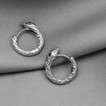 925 Silver Plated Snake Hoop Earrings for Men Women,Silver Snake Earrings,Punk Hip Hop Earrings Photo 0