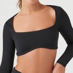 Forever 21 Active Contour Square Neck Long Sleeve Black Crop Top Photo 4