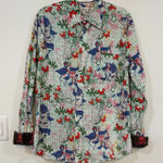 Custo Barcelona  Womens Blouse Large Button Down Novelty Mix Print Collar Cotton Photo 0