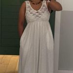 Aerie  White Boho Crochet Bodice Midi Dress Sleeveless Flowy Summer Beach M NWT Photo 2
