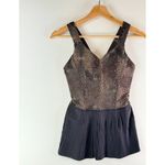 Lululemon Womens Top Brown Black City Tank Peplum V Neck Pleated Embellished 4 Photo 4