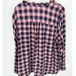 Terra & Sky Shirt Women 3X NWT Multi Black Red White Plaid Ruffle Button Front Photo 1