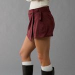 American Eagle High Rise Faux Suede Burgundy Wrap Skort Photo 5