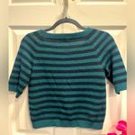 Love by Design  Black and Teal Striped Half Sleeve Cropped Sweater
size M Photo 2