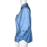 Sandra Ingrish Shirt Womens Medium Blue Denim‎ Fitted Button Up Western Casual Photo 2