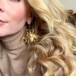 Gold Tone Large Bee Drop Earrings Jewelry Flying Insect Wings Photo 1