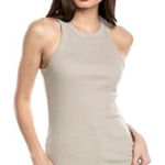 James Perse  Womens Beige Knit Ribbed Tank Top Size Med (2) 100% Cotton Photo 0