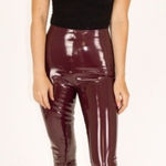 Spanx NWT  Faux Patent Leather Shiny Leggings Ruby Burgundy Size SMALL Photo 0