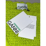 Ganni Velvet Crochet Open Back Mini Dress in Lime Punch Small New Womens Velour Photo 8