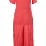 Traffic People Pink Red Wide Leg Short Sleeve Ruffle Ankle Jumpsuit M Size M Photo 2