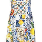 Dolce & Gabbana  Majolica Print A-Line Silk Dress Womens Size EU 46 US 10 White Photo 0