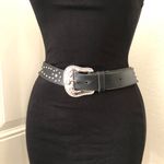 Black western cowboy/cowgirl rodeo belt with silver tone studs buckle Fit As L/XL Photo 2