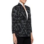 Misook Animal-Print Ottoman Jacket Women's Small Arctic Black Open Front Photo 2