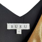 BURU Small Gold Metallic Shimmer Slip Holiday Dress Photo 4