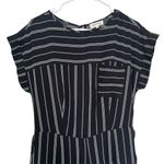 Monteau Black and White Short Sleeve Striped Maxi Classic Jumpsuit Size Large Photo 1