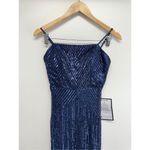 Emerald Sundae  Sequined Gown Size Medium Dark Blue Adjustable Straps Side Slit Photo 3