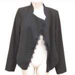 Anthropologie Anthro Elevenses Black Lace Trim Blazer Photo 2