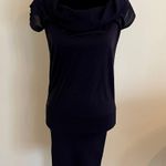 BCBGMAXAZRIA Navy Blue Sleeveless Cowl Neck Sweater Midi Dress Size Small Photo 0