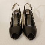 Liuid Shoes Black Leather Upper Slingback Peep Heel Size 6 Photo 3
