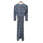 Maje  Rayemik Printed Midi Dress 3/4 Sleeves V-Neck Pullover Geometric Blue EU 38 Photo 4