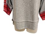 We The Free  People Gray Red Knitted V-Neck Bubble Tee Textured Raw Hem Small Photo 5