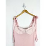 Free People  Got Glam Mesh Slip Midi Dress Large Pink Mesh Satin Tie Straps Photo 4