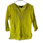 EXPRESS Y2k Size XS Neon Yellow Boho Rhinestone Silk Blend Going Out Top Photo 0