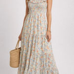 Old Navy  Floral Smocked Ruffle Strap Tiered Maxi Dress Cottagecore Boho S Photo 0