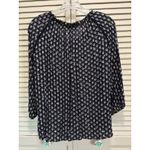 Tribal Blouse Size L Black/White/Gold Round/Tie Tassel Neck Long‎ Sleeve Crochet Black Size L Photo 6