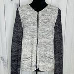 Talbots Sweater Womens Sz M Sparkly Full Zip Colorblock Pockets Gray Navy Photo 0