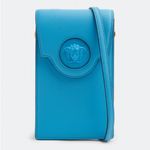 Versace  La Medusa Blue Leather Mini Crossbody Bag with Chain and Strap Photo 1