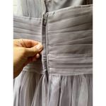 David's Bridal One Shoulder Tulle Sweetheart Bridesmaid Dress Grey purple sz 6 Photo 6