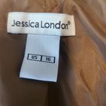 Jessica London Vtg Sz 16 Genuine Suede Leather Tan Jacket Open Front Fringe Photo 4
