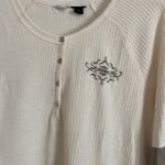 Harley Davidson  Woman’s Cream Long Sleeved Gauze Button Up Size Large Shirt Photo 1