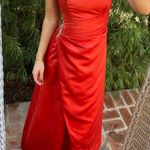 David's Bridal Classy vintage  strapless red gown prom dress size 4   Photo 1