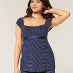 Hollister  baby doll top with satin tie Navy with white polka dots Photo 0