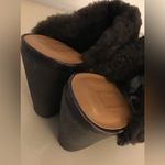 Hunter  Original women brown leather fur trim Bruson mule shoes US 7.5 Euro 38 Photo 3