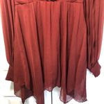 ASOS Burgundy  Pleated Skater Balloon Sleeve Mini Dress Size US 6 Photo 3