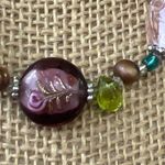 Premier Designs Vintage Glass Beads Pearls Ruffle Edge Pink Purple Adj 14" + 3" Photo 2