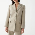 & Other Stories & Other Stories Relaxed Long Silk Blazer Beige Natural Fibers US 12 Old money Photo 1