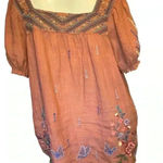 Johnny Was  Aimee Puff Sleeve Peasant Top In Pink Floral embroidered Size Small. Photo 6