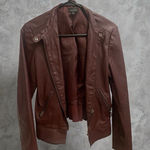 Ann Taylor Rich Burgundy Leather Jacket Photo 0