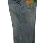 PZ1 Jeans Women Crop Denim 10 Blue Embroidered Five Design Pockets Distress Photo 3