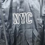 PINK - Victoria's Secret Victoria's Secret PINK Women's NYC Satin Black‎ Bomber Jacket Size Small Photo 4