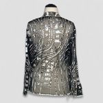 Berek Cocktail Blouse Zippered Sheer Mesh Black Gold Silver 3X Photo 1