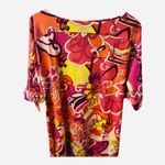 Trina Turk TRINA  Size Large Vinet Tie Slit Sleeve Floral Medley Mini Dress Photo 1