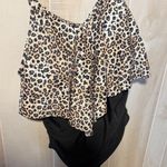 Leopard Print Ruffle Bodysuit Brown Size XL Photo 0