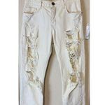 Current/Elliott Current Elliott Jeans Womens 26/0 Cream Boyfriend Distressed Denim cropped Photo 0